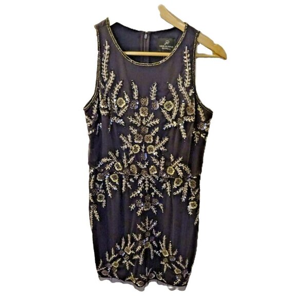 Adrianna Papell Beaded Gown‎ Sz 6 Purple Sleeveless Formal Evening Dress - Picture 4 of 11